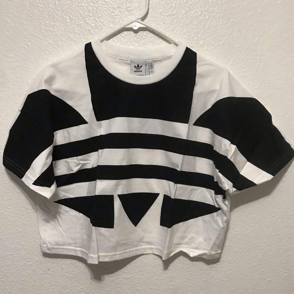 Adidas big logo white tee shirt